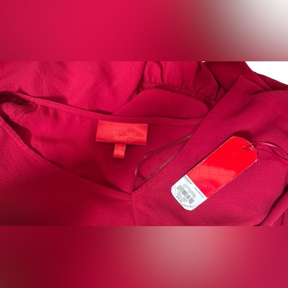 Jennifer Lopez Blouse Red Wrap Top Sheer Women’s Size M - Picture 7 of 7